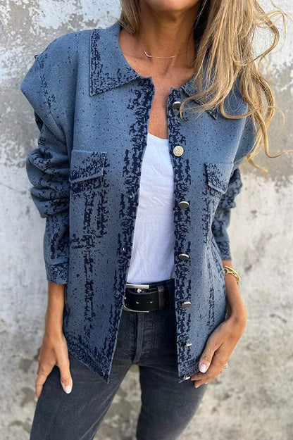 Blouson en cuir décontracté avec fermeture métallique