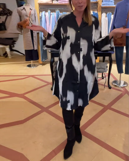 Chemise à revers tendance motif shibori