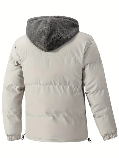 Herren Pufferjacke Kapuze Warm Fleece Outdoor - IdealeKleiden
