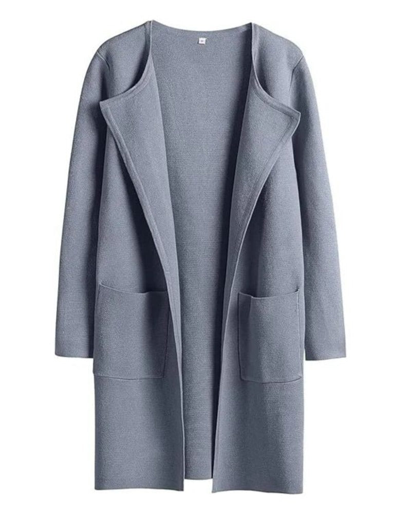 Élégant manteau classique à revers pour femme