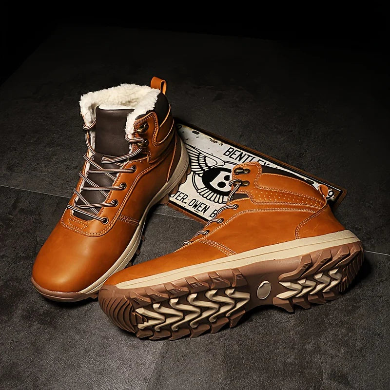 Bottes d'hiver pour hommes en cuir style vintage