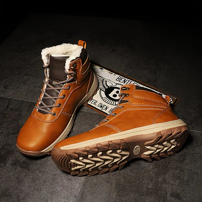 Bottes d'hiver pour hommes en cuir style vintage