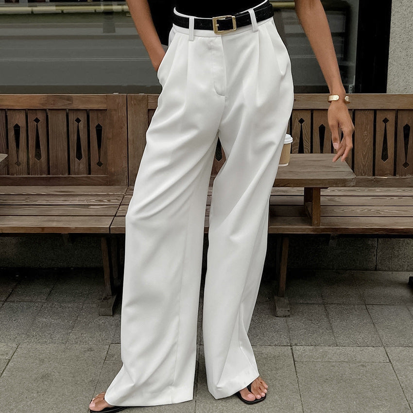 Pantalon large femme taille haute élégant