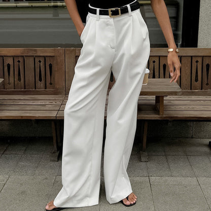 Pantalon large femme taille haute élégant