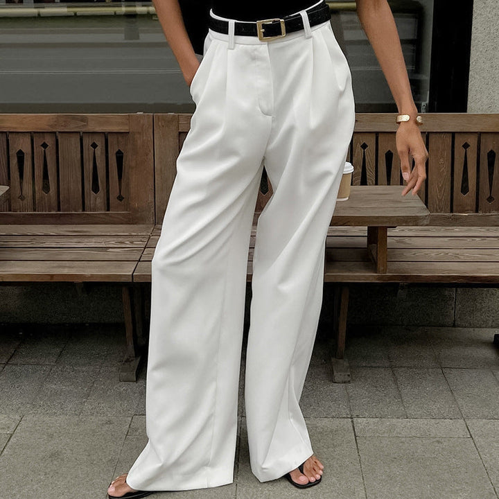 Pantalon large femme taille haute élégant