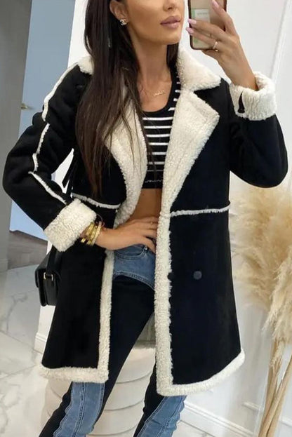Veste en laine d'agneau patchwork look décontracté