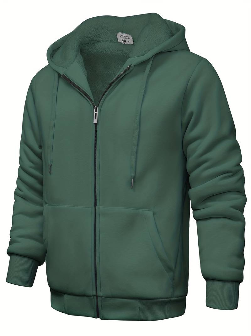 Pull à capuche uni avec fermeture éclair moderne