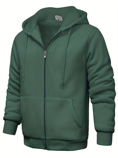 Pull à capuche uni avec fermeture éclair moderne