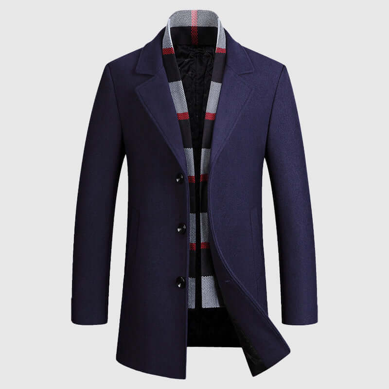 Manteau d'hiver homme laine mélangée col châle