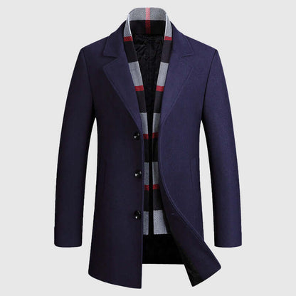 Manteau d'hiver homme laine mélangée col châle