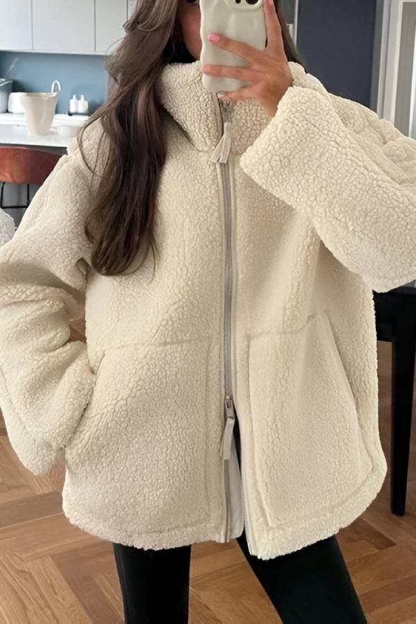 Veste teddy douce pour femme grande taille