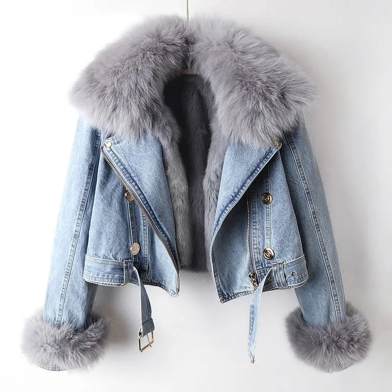 Veste en cuir élégante effet jean