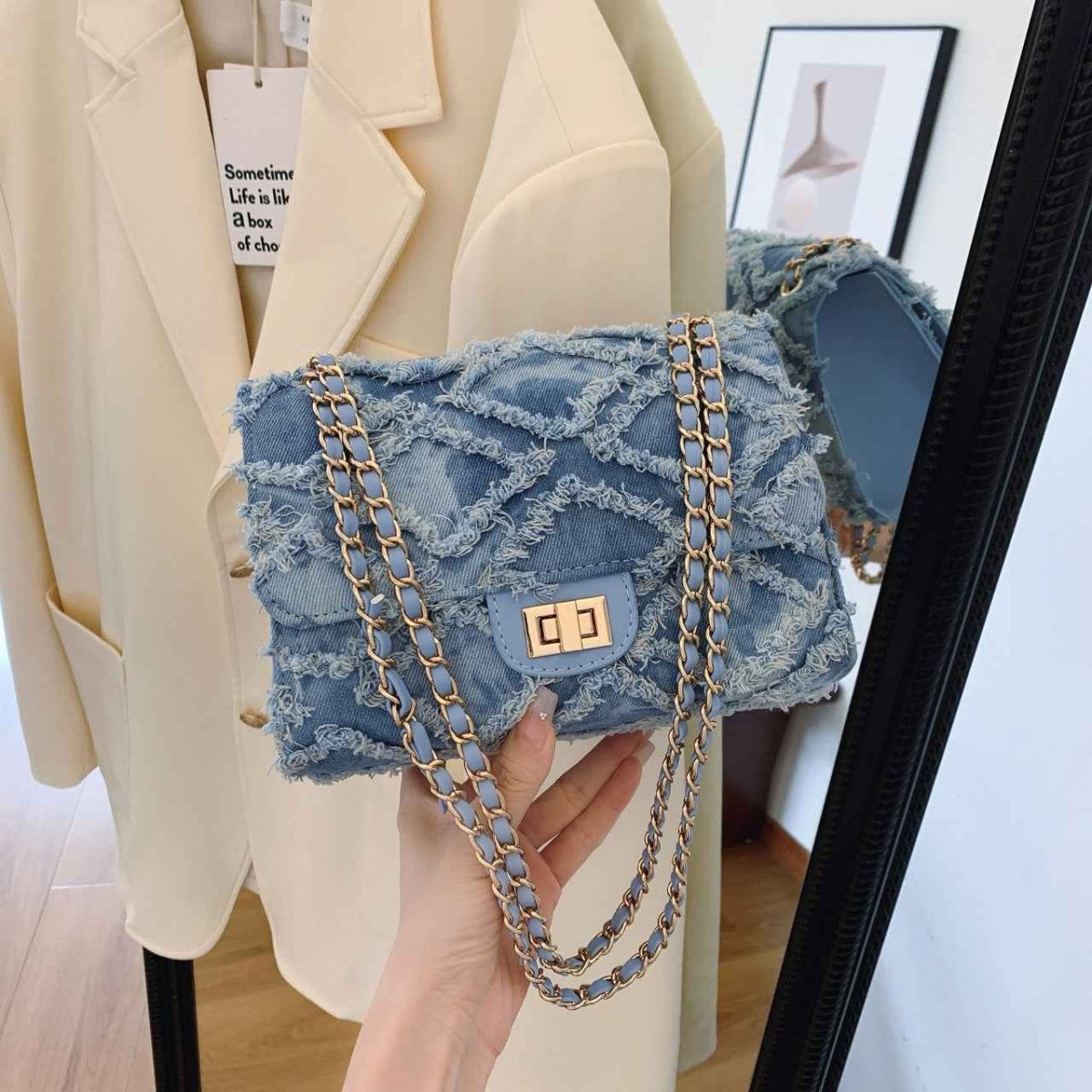 Mode Schultertasche Jeans Stil - IdealeKleiden