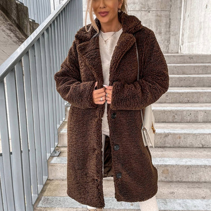 Manteau long surdimensionné en teddy pour femme chaud et confortable