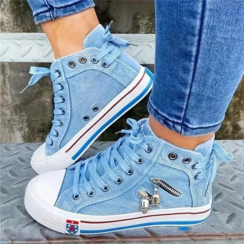 Baskets modernes, style jean, fermeture éclair