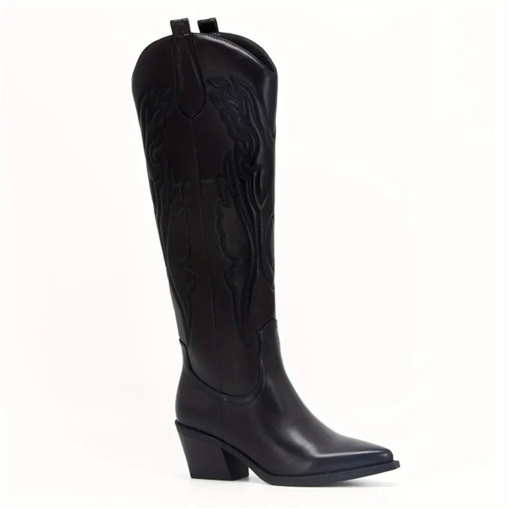 Bottes de cowboy hautes femme élégantes en cuir