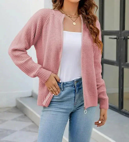 Gilet en maille femme automne uni fermeture éclair