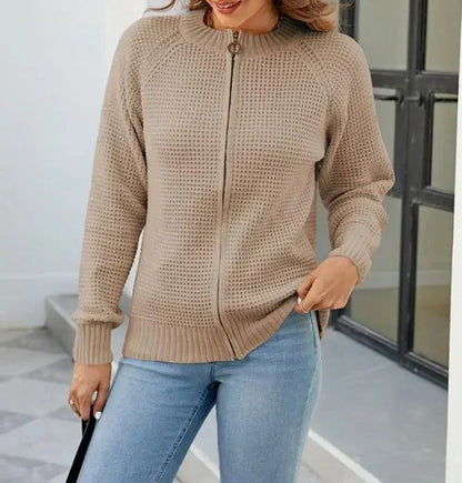 Gilet en maille femme automne uni fermeture éclair