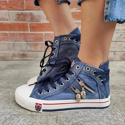 Sneakers modernes effet jean fermeture éclair