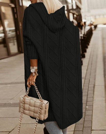 Veste à capuche douillette longue en coton pour femme