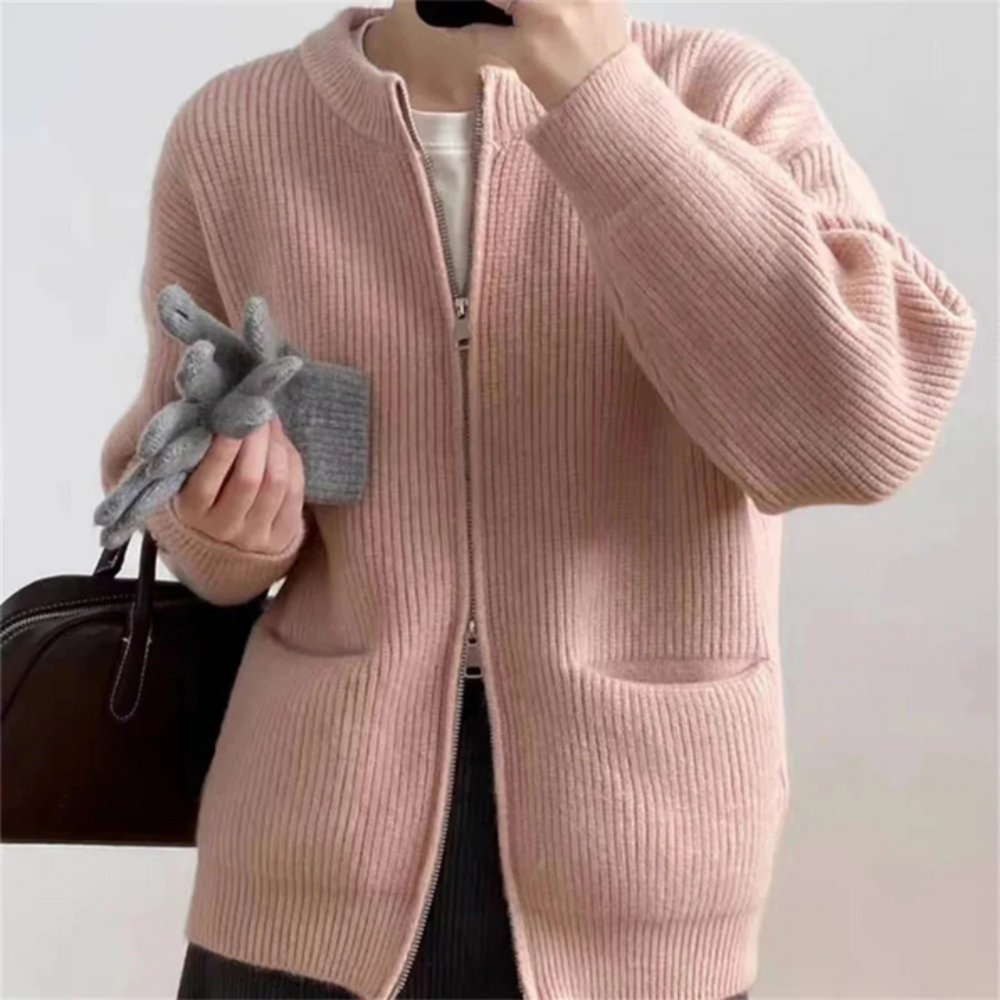 Cardigan zippé oversize pour femme Confort