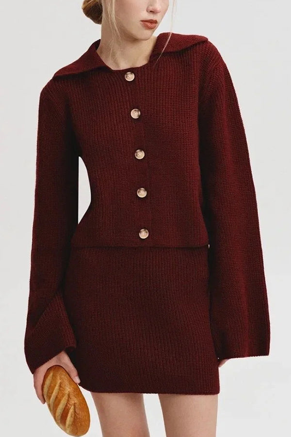 Ensemble confortable cardigan | Gilet et mini-jupe assortis