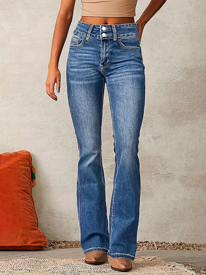 Damen High-Waist Jeans Weite Beinstyle - IdealeKleiden