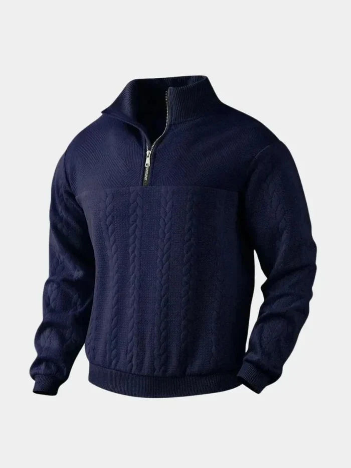 Pull classique col montant zippé pour homme