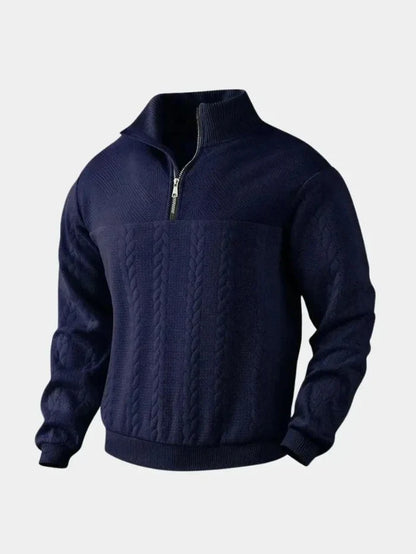 Pull classique col montant zippé pour homme