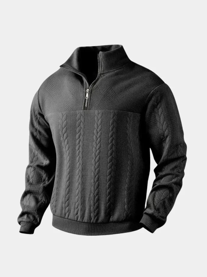 Pull classique col montant zippé pour homme