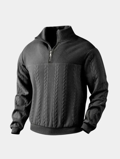 Pull classique col montant zippé pour homme