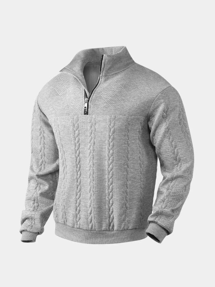 Pull classique col montant zippé pour homme