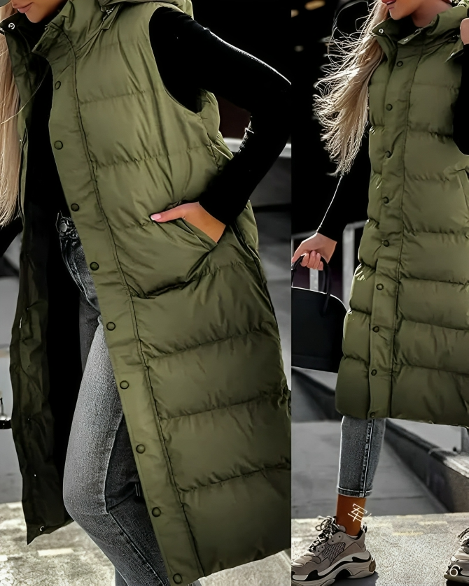 Doudoune longue sans manches pour femme
