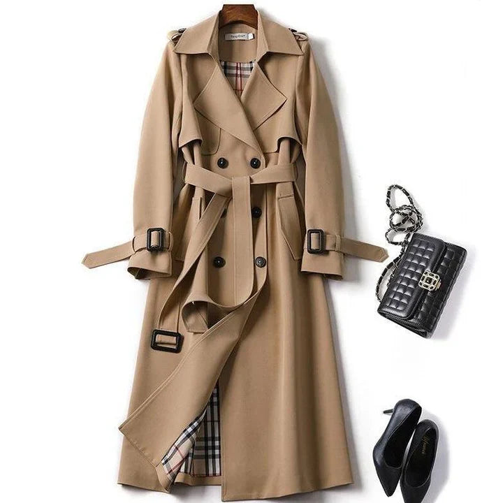Trench-coat classique uni pour femme Haba