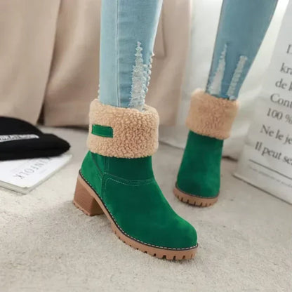 Bottes de neige élégantes en cuir, chaudes et confortables
