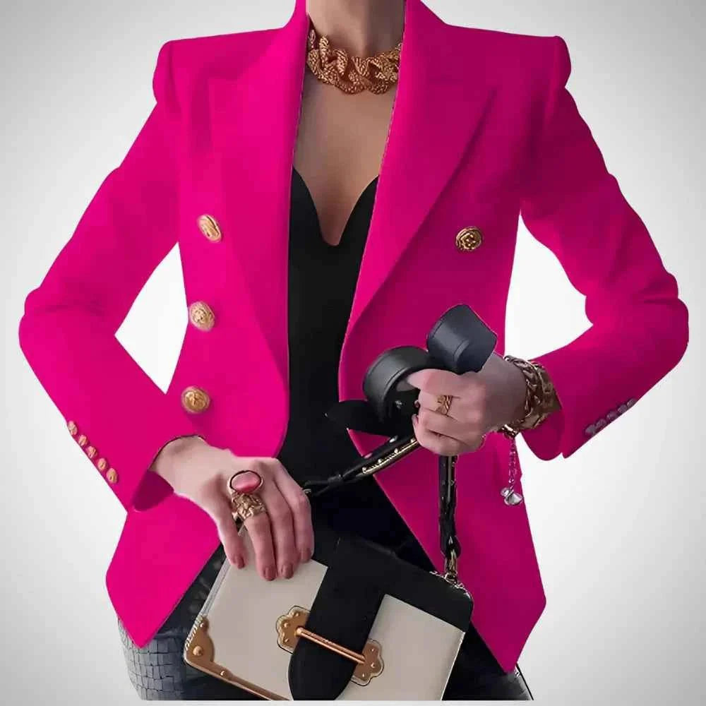 Blazer femme double boutonnage boutons dorés de luxe