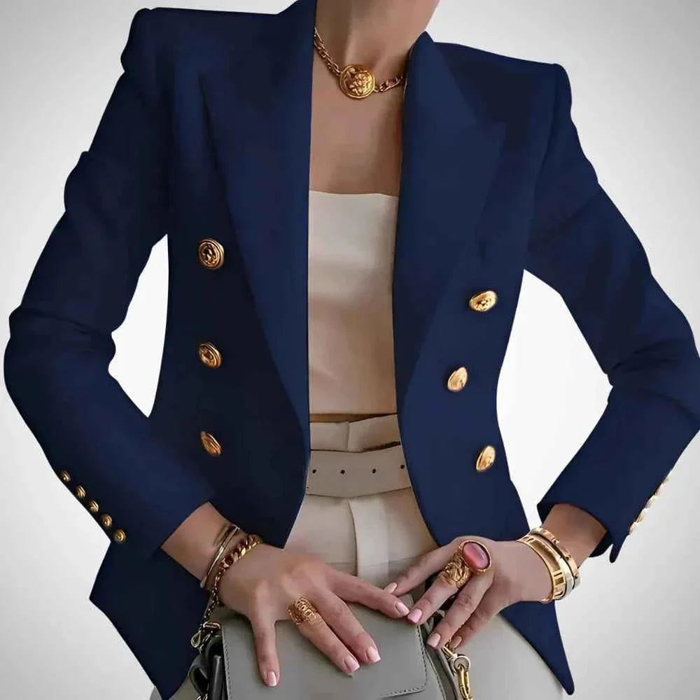 Blazer femme double boutonnage boutons dorés de luxe