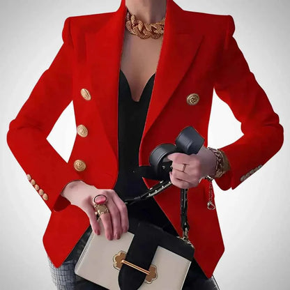 Blazer femme double boutonnage boutons dorés de luxe