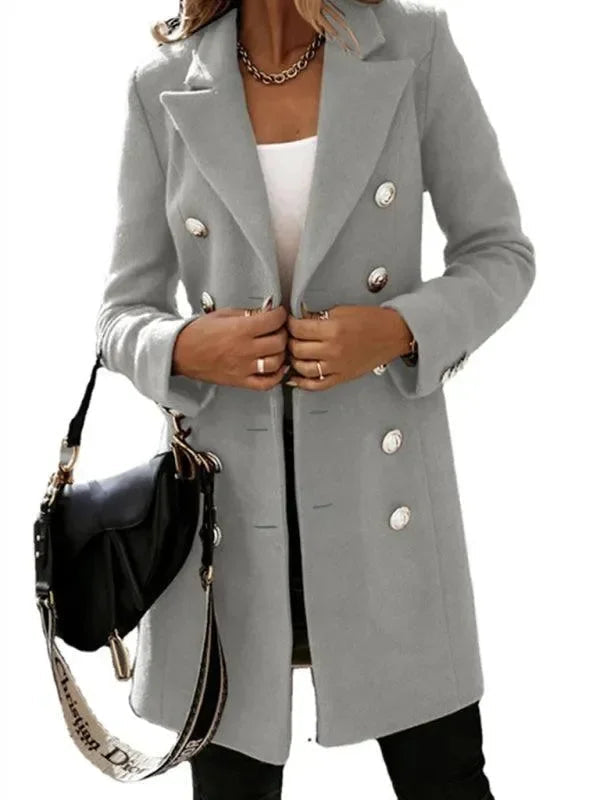 Frauen Wollmantel Doppelreiherschluss Elegantes Design - IdealeKleiden