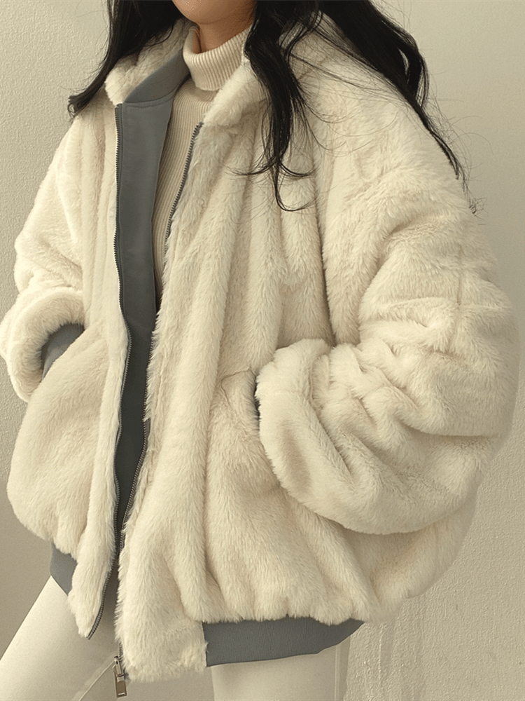 Blouson en cuir oversize moderne pour femme