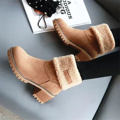 Bottes de neige élégantes en cuir, chaudes et confortables