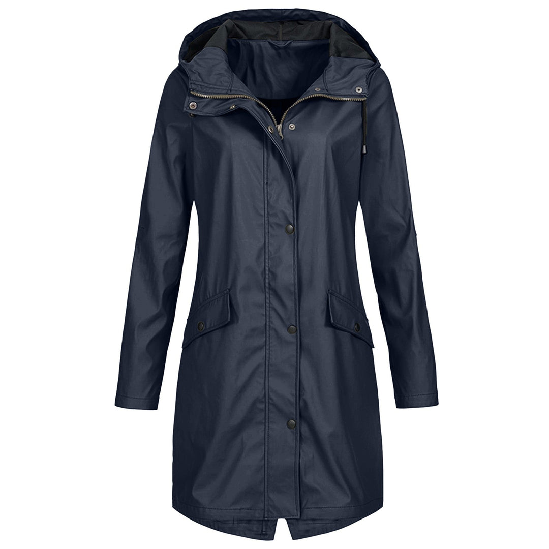 Veste de pluie mi-longue imperméable pour femme avec capuche