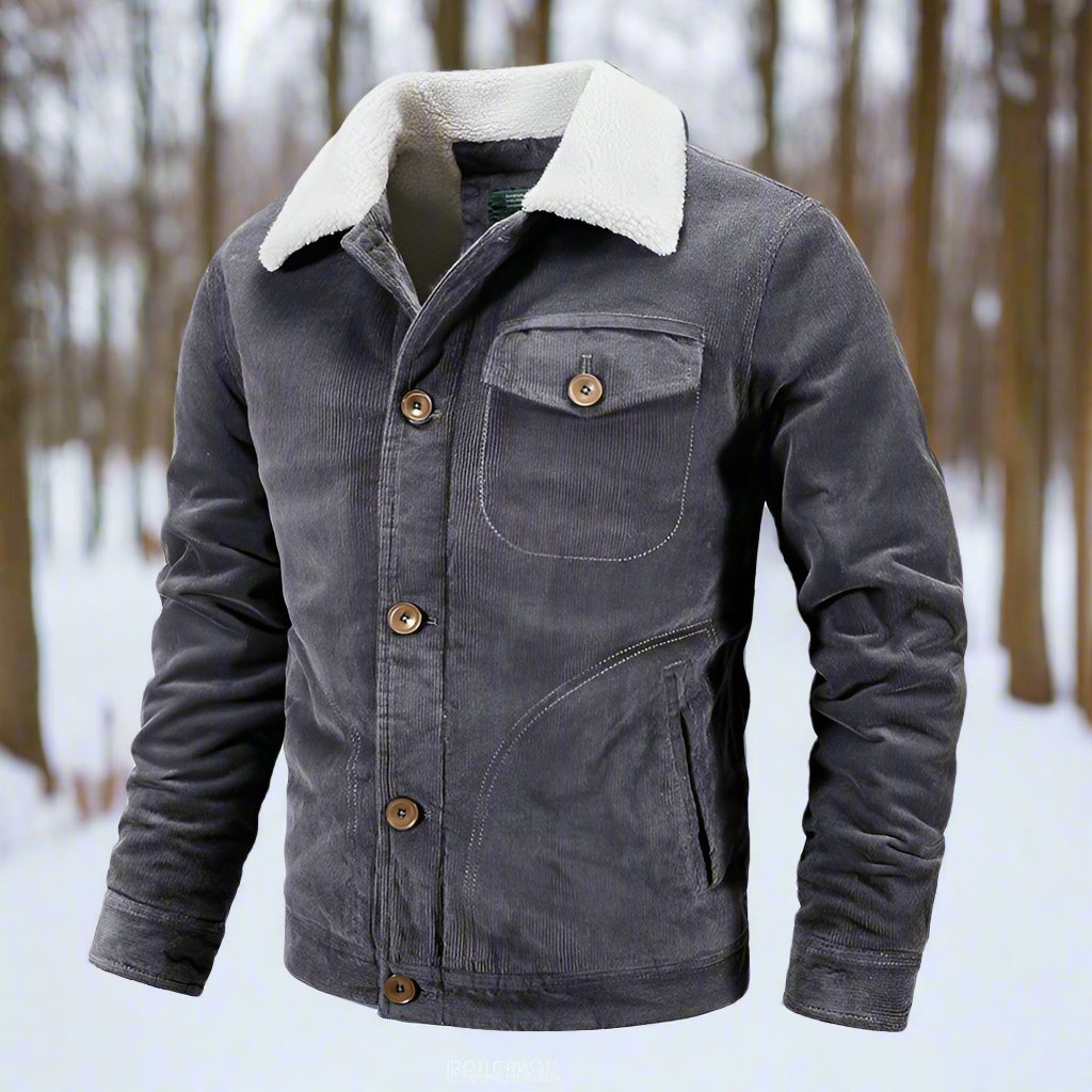 Veste en velours côtelé pour homme avec col en polaire veste d'hiver
