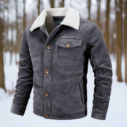 Veste en velours côtelé pour homme avec col en polaire veste d'hiver
