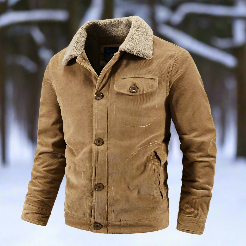 Veste en velours côtelé pour homme avec col en polaire veste d'hiver