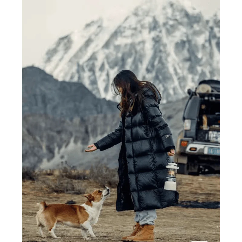 Lange Daunenjacke Damen Winterjacke Modisch Warm - IdealeKleiden