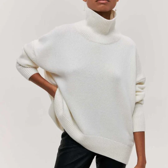Pull-overs d'hiver doux et amples à col roulé