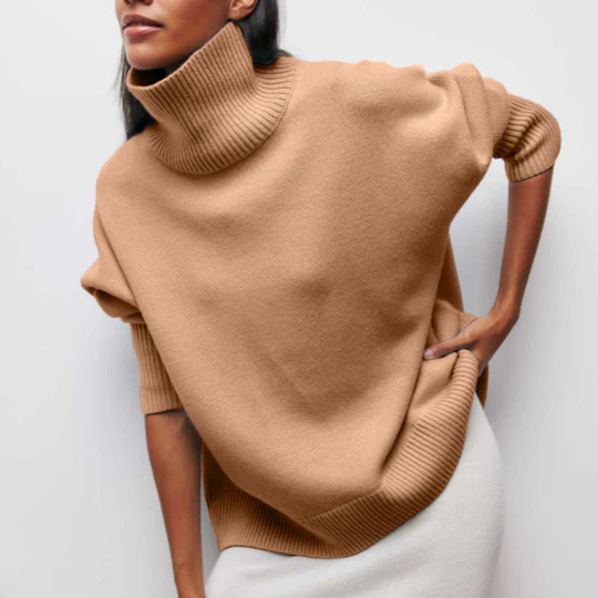 Pull-overs d'hiver doux et amples à col roulé