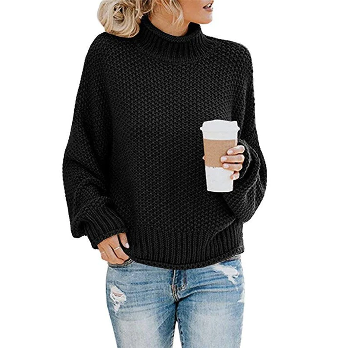 Pull à col roulé doux en grosse maille