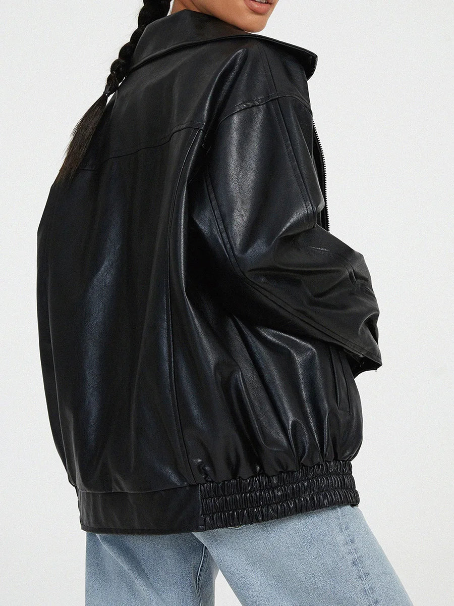 Veste de motard oversize zippée